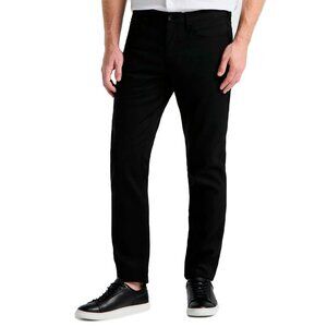 Perry Ellis Men's Double Weave 5-Pocket Pants Slim Fit 2-Way Stretch, Black, 34W